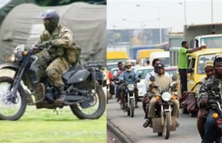 Suspect in Military Uniform Steals Okada in Lagos Abandons It During Police Chase