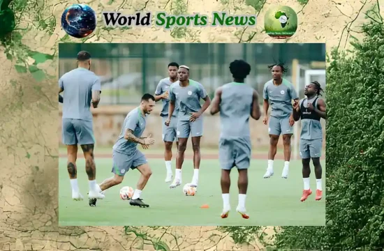 Super Eagles players in training