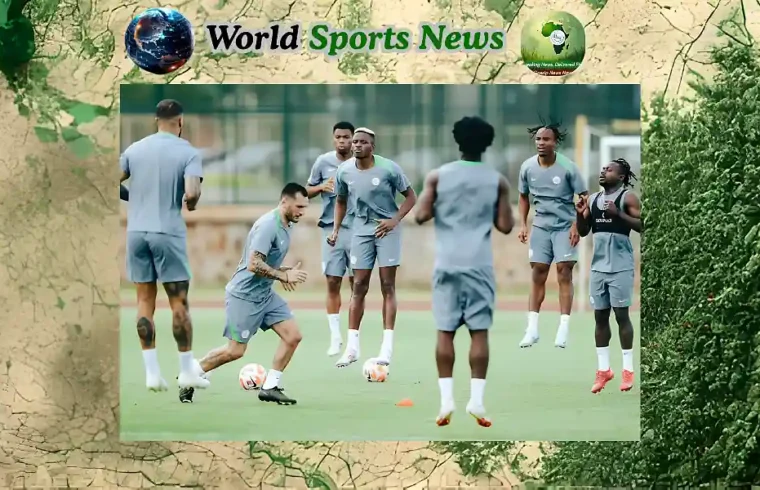Super Eagles players in training